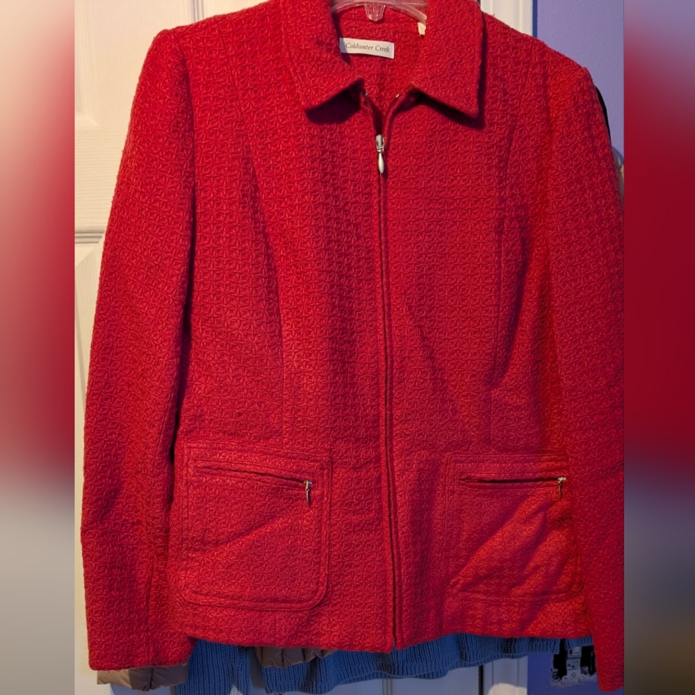Coldwater Creek Bold Red Textured Blazer